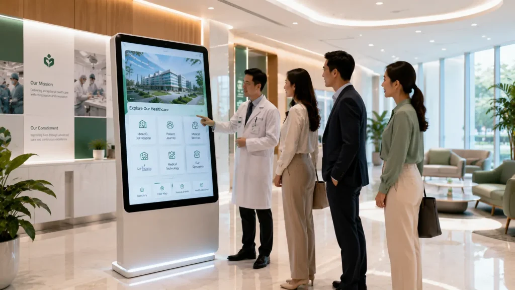 Interactive touchscreen in a Malaysian healthcare visitor centre