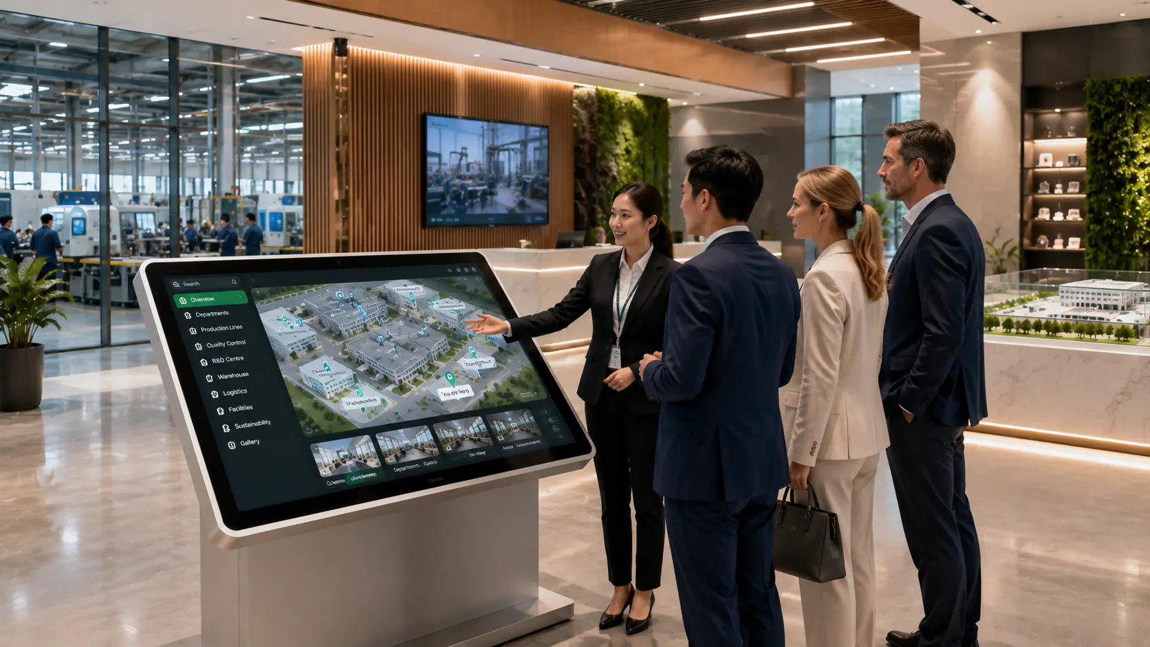 Interactive Factory Map displayed in a Malaysian manufacturing visitor centre