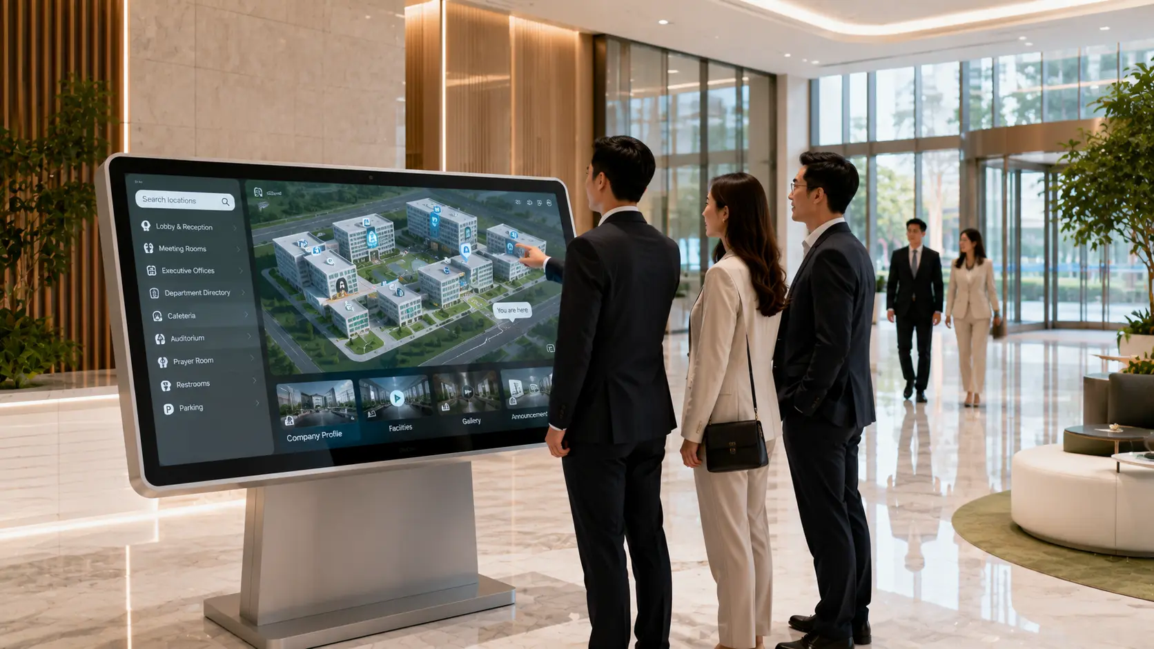 Interactive Maps Malaysia displayed on a premium touchscreen directory kiosk