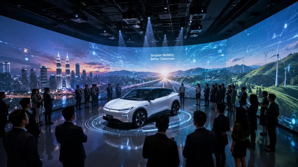 270-degree immersive projection environment used to present a product story during a launch event.