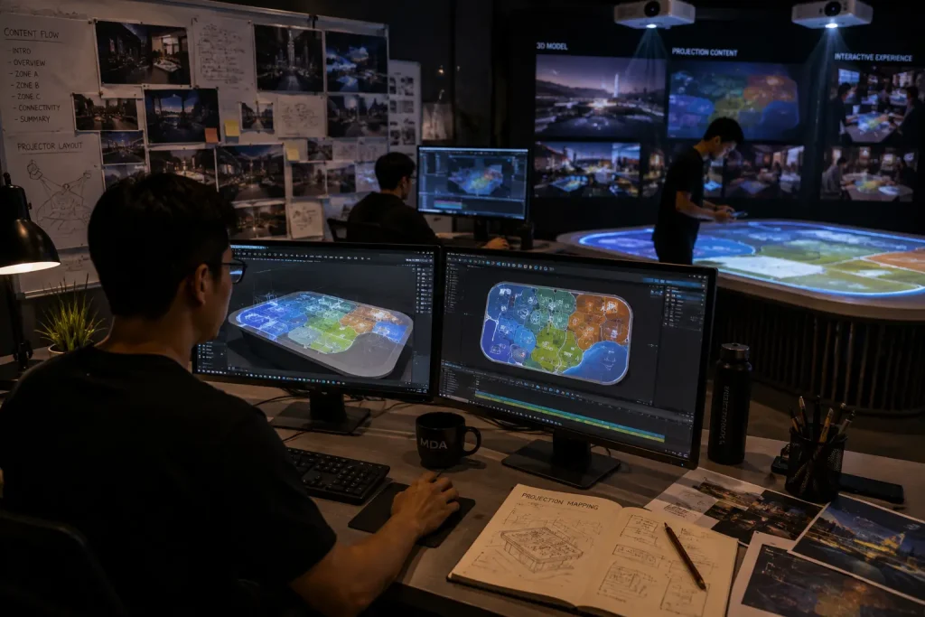 Projection mapping previsualisation and animation production for a product launch in Malaysia.