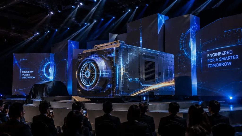 Corporate product reveal using projection mapping to highlight a physical product during a launch event in Malaysia.