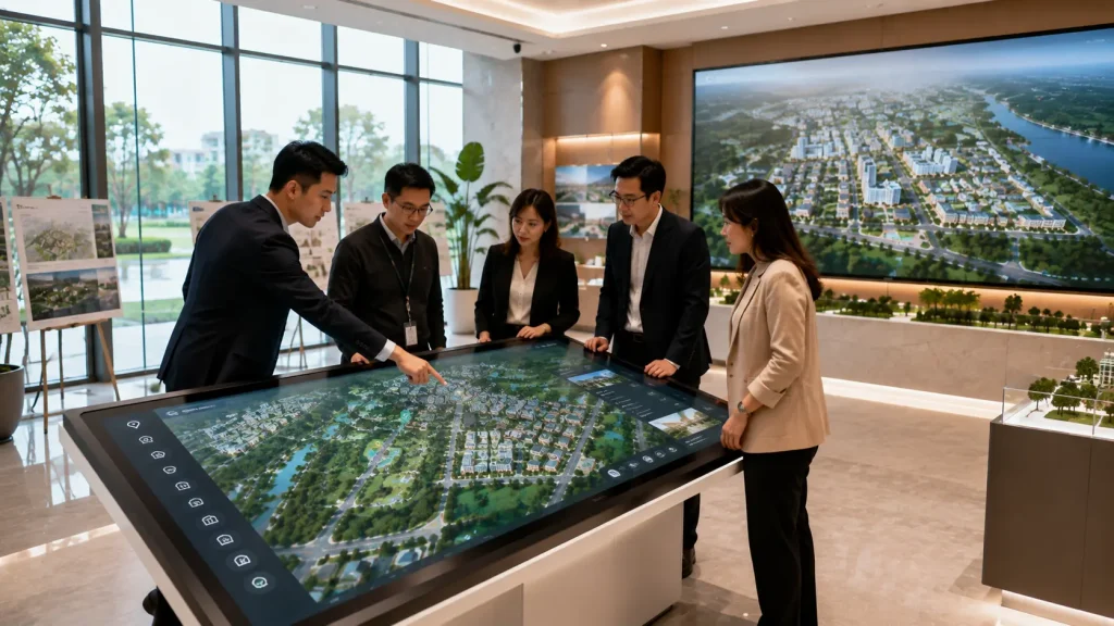 Interactive smart city masterplan displayed inside a Malaysian urban planning centre