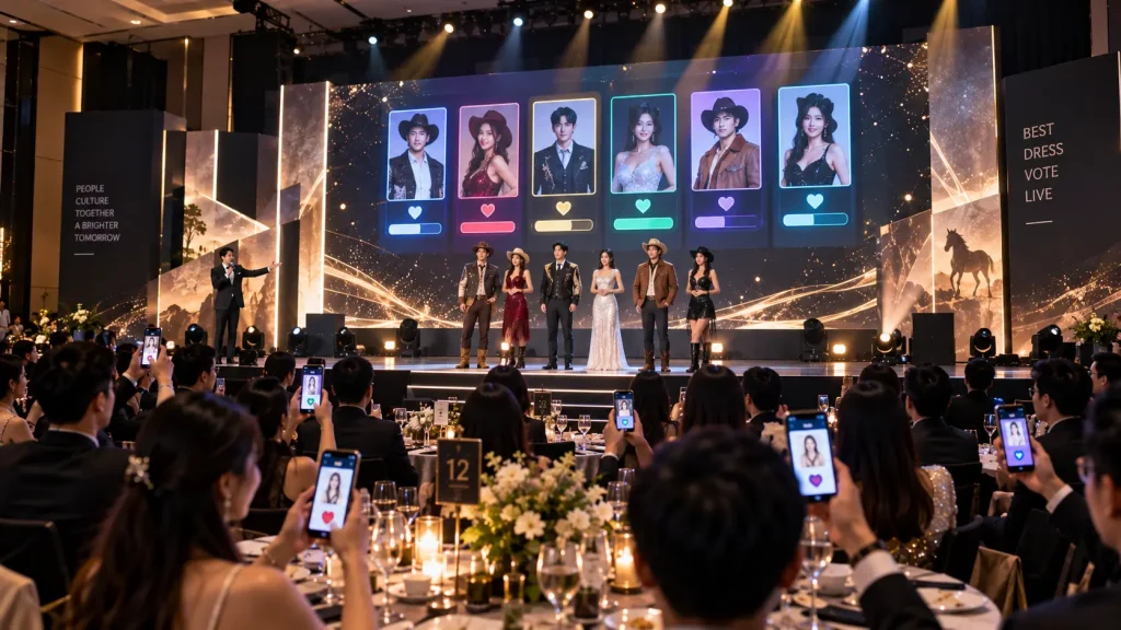 Live best dressed mobile voting system during a corporate annual dinner in Malaysia.