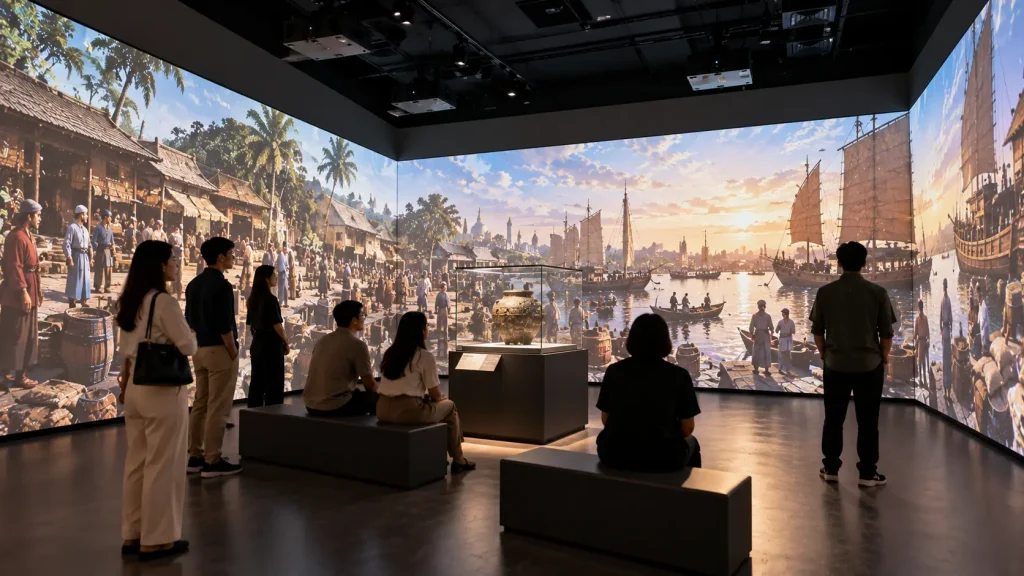 Cinematic immersive room for museum storytelling in Malaysia.