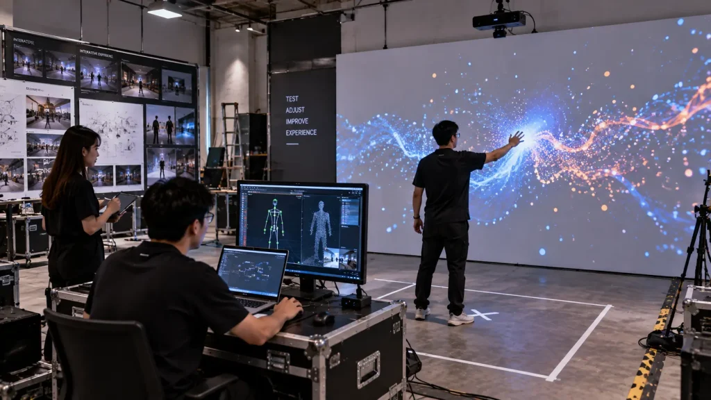 Prototype and real user testing for an interactive immersive experience in Malaysia.