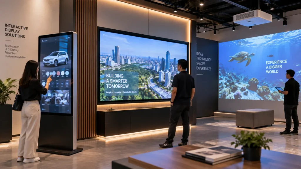 Different display hardware options affecting interactive installation cost