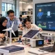 University students using an interactive engineering learning installation in Malaysia