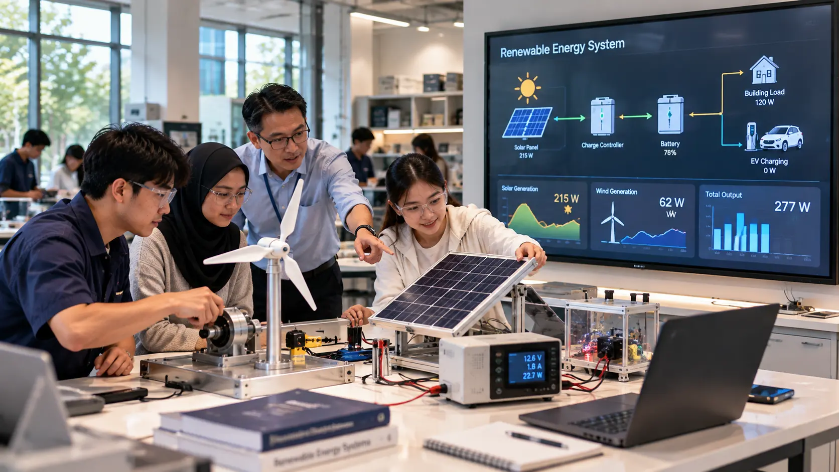 University students using an interactive engineering learning installation in Malaysia