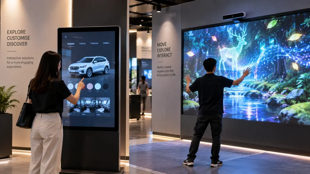 Touchscreen and sensor-based interaction showing different interactive system complexity