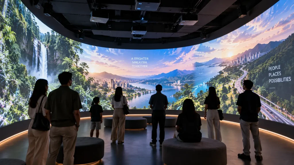 Immersive projection storytelling room inside a Malaysian visitor centre